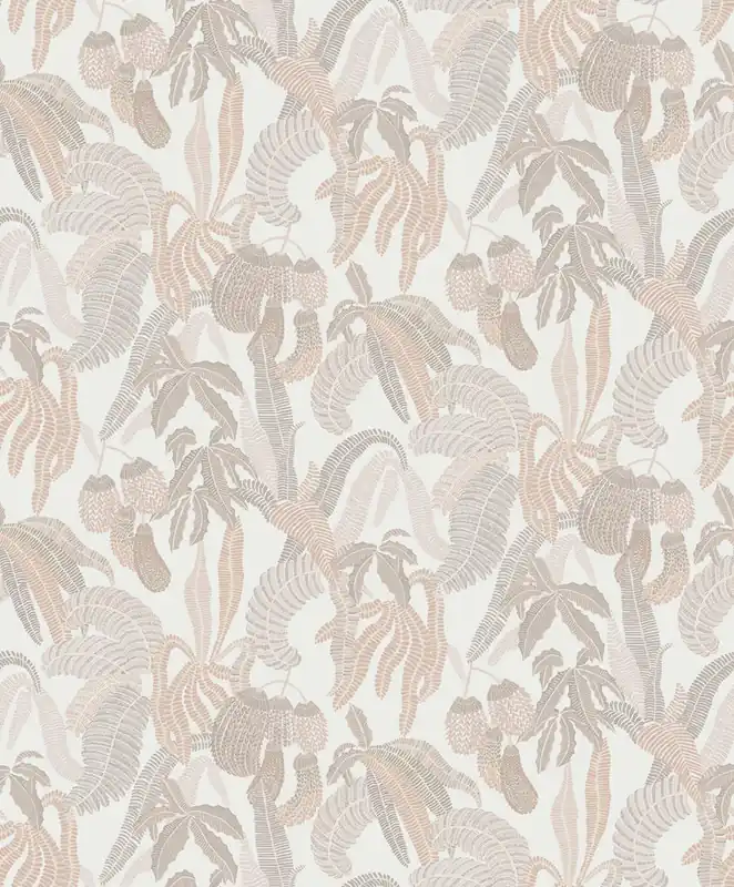 Vliestapete, beige, Blätter, ROM001, Romance, Masureel Begrenztes Angebot