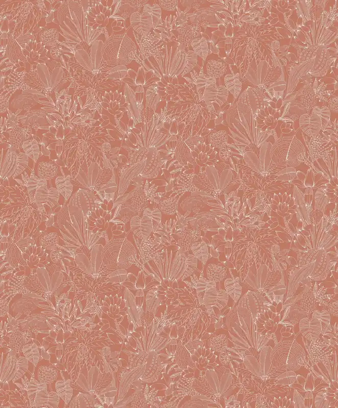 Neu Vliestapete, braun-rosa, Blätter, ROM104, Romance, Masureel