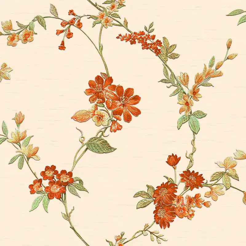 Neuheit Luxus beige Vliestapete, Blumenmuster FT221211, Best Sellers, Design ID
