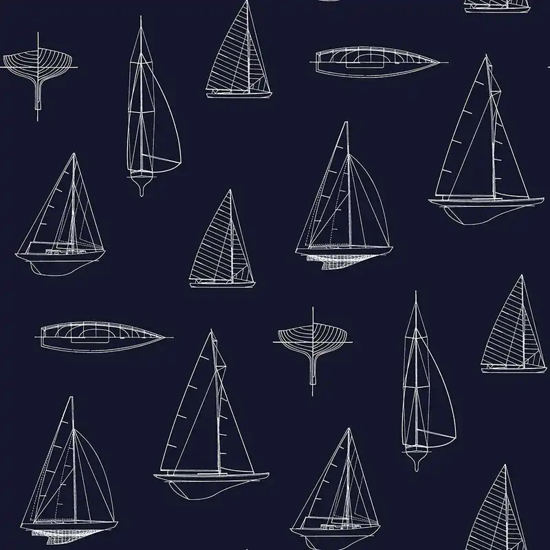 Wochenendangebot Dunkelblaue Vliestapete mit Segelbooten 136428, Regatta Crew, Esta Home