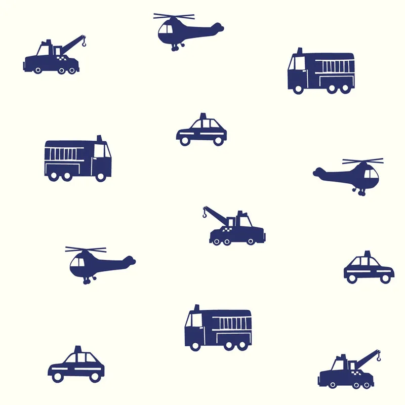 Weiß-blaue Vliestapete für Jungen Autos, Helikopter 137321, Little Bandits, Esta Preis Gesenkt