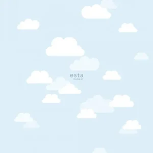 Vlies blaue Kindertapete mit weißen Wolken 158842, 1,86 x 2,79 m, Little Bandits, Esta Angebot