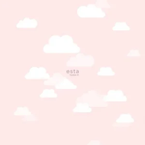 Vlies rosa Kindertapete mit weißen Wolken 158843, 1,86 x 2,79 m, Little Bandits, Esta Preis Gesenkt