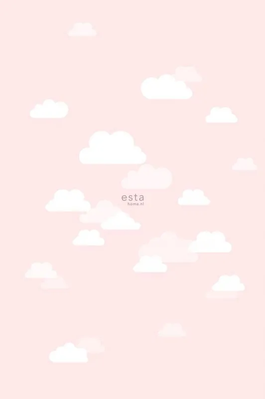 Vlies rosa Kindertapete mit weißen Wolken 158843, 1,86 x 2,79 m, Little Bandits, Esta Preis Gesenkt