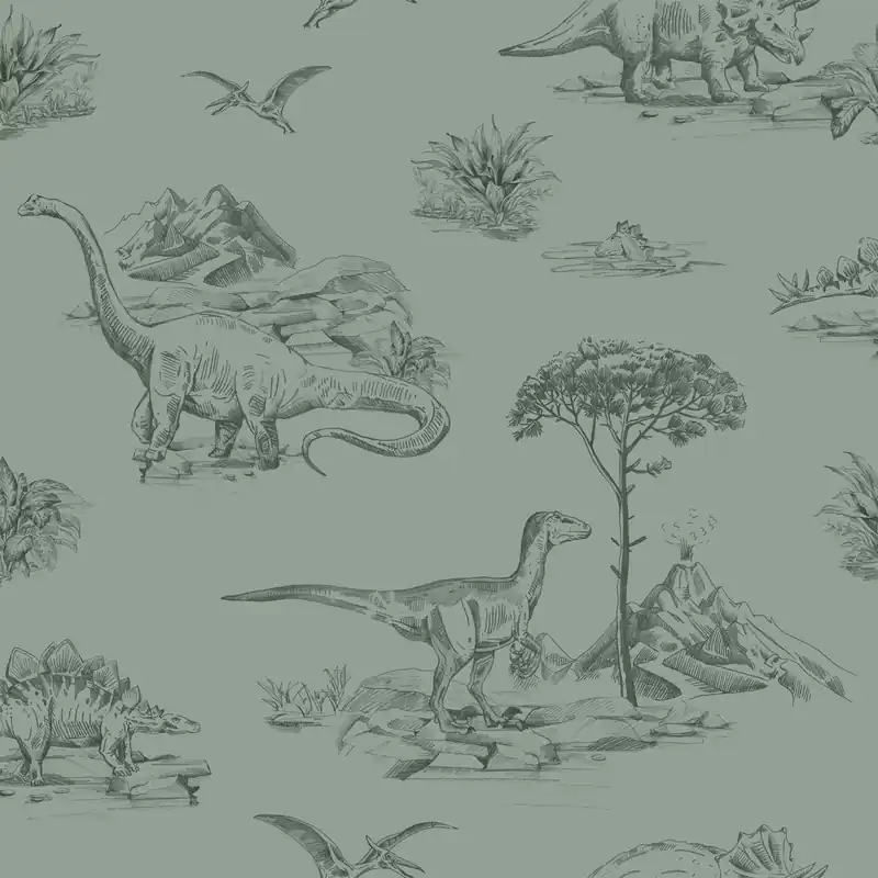 Nur Heute Grüne Kindertapete mit Dinosauriern 139358, To the Moon and Back, Esta Home