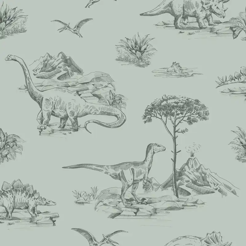 Preisreduziert Grüne Kindertapete mit Dinosauriern 139556, To the Moon and Back, Esta Home