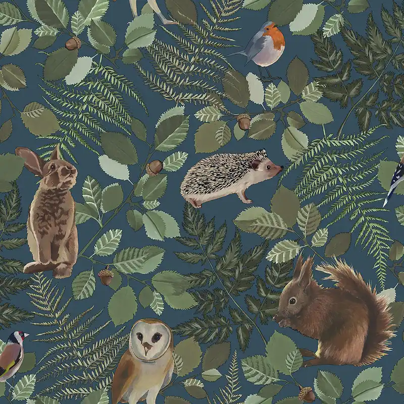 Blaue Vlies Kindertapete für die Wand Waldtiere 139250, Forest Friends, Esta Saisonangebot