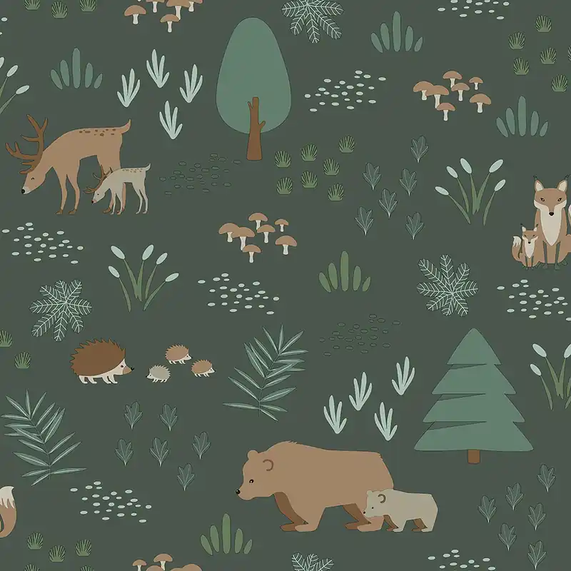 Jetzt Bestellen Graue Vliestapete für Kinder Tiere im Wald 139249, Forest Friends, Esta