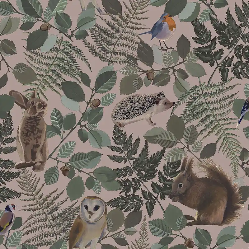 Altrosa Vlies Kindertapete für die Wand mit Waldtieren 139252, Forest Friends, Esta Neu