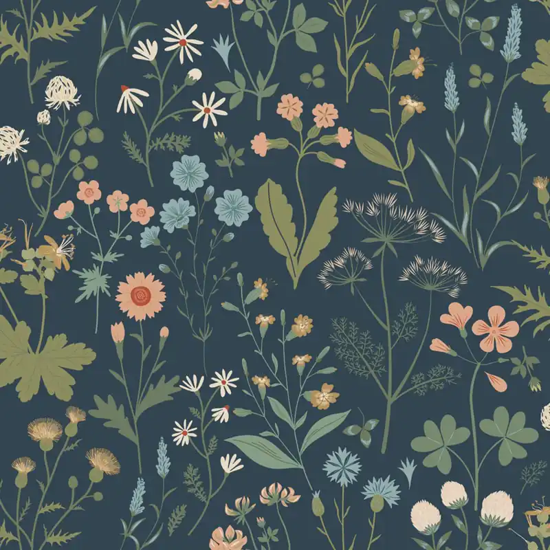 Solange Der Vorrat Reicht Florale Vliestapete, blau, 139598, Bloom, Esta Home