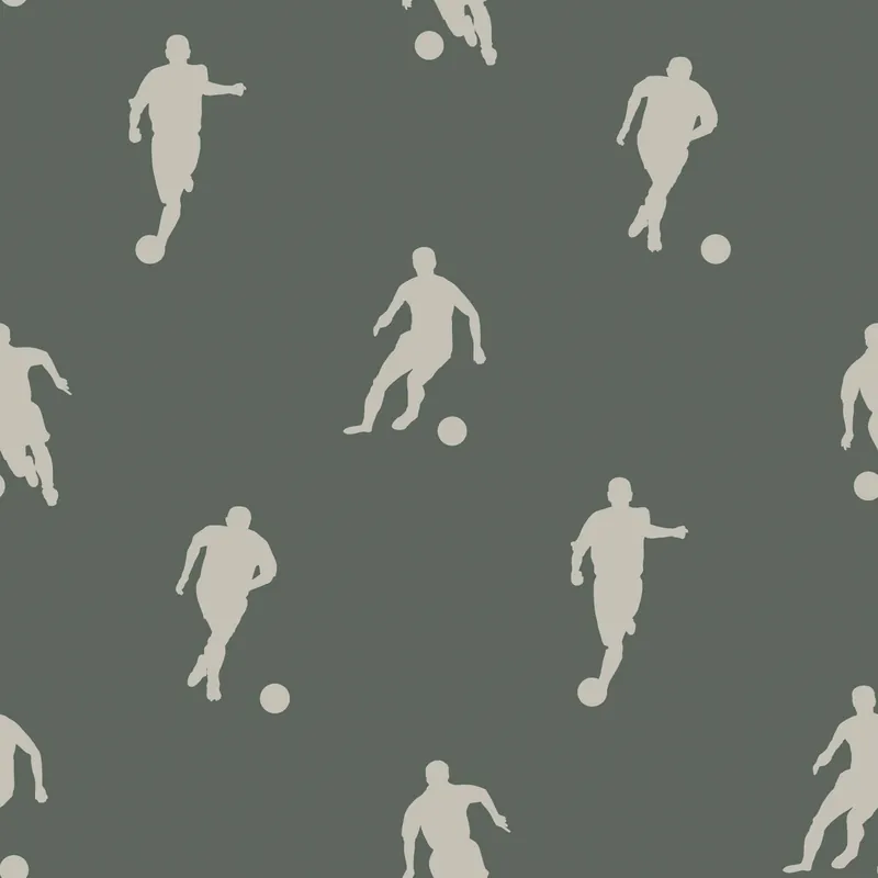 Dunkelgrüne Vliestapete mit Fußballspielern, 139507, To the Moon and Back, Esta Home Neu Im Sortiment