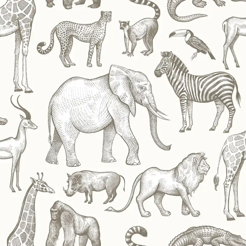 Meistverkauft Schwarz-weiße Vliestapete, Tiere aus Afrika, 139510, To the Moon and Back, Esta Home