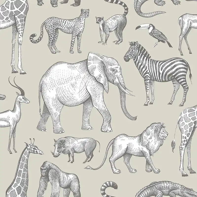 Sale Mentholgrün Vliestapete Tiere aus Afrika 139270, Forest Friends, Esta