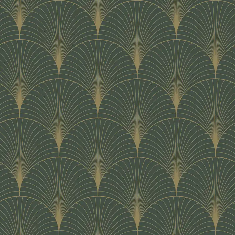 Markenware Vliestapete, Art deco, Grün-Gold, 139584, Bloom, Esta Home