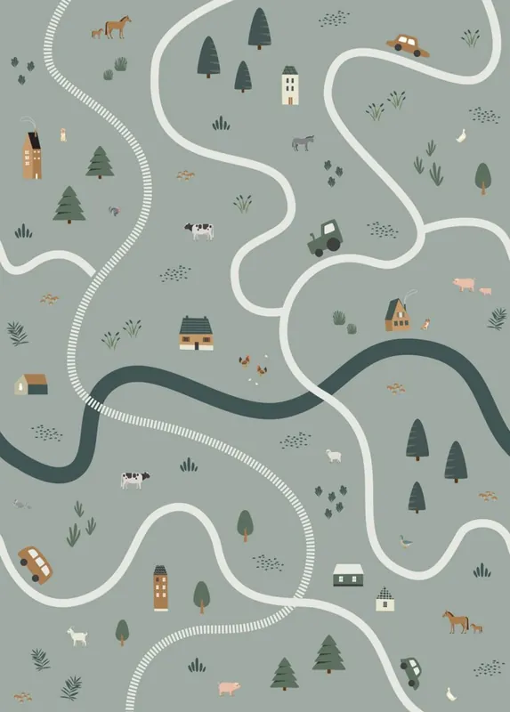 Solange Der Vorrat Reicht Wandbilder Bauernhof, Straßen, Traktoren 159056, 200 x 279 cm, Forest Friends, Esta