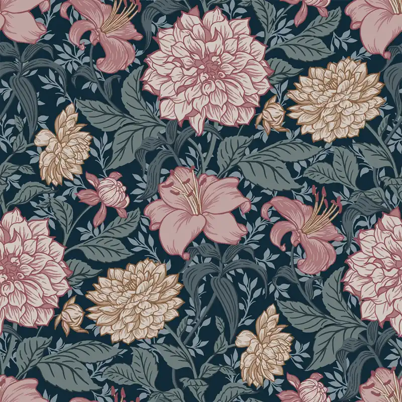 Florale Vliestapete, blau, 139382, Bloom, Esta Home Direkt Vom Hersteller
