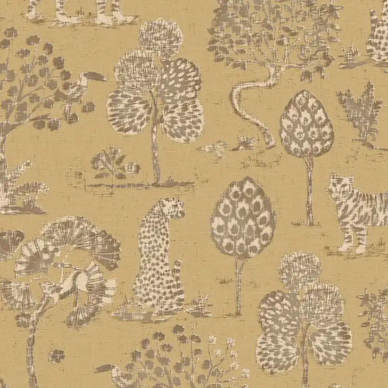 Ocker Vliestapete mit Bäumen, Tigern und Leoparden 317314, Oasis, Eijffinger Schneller Versand
