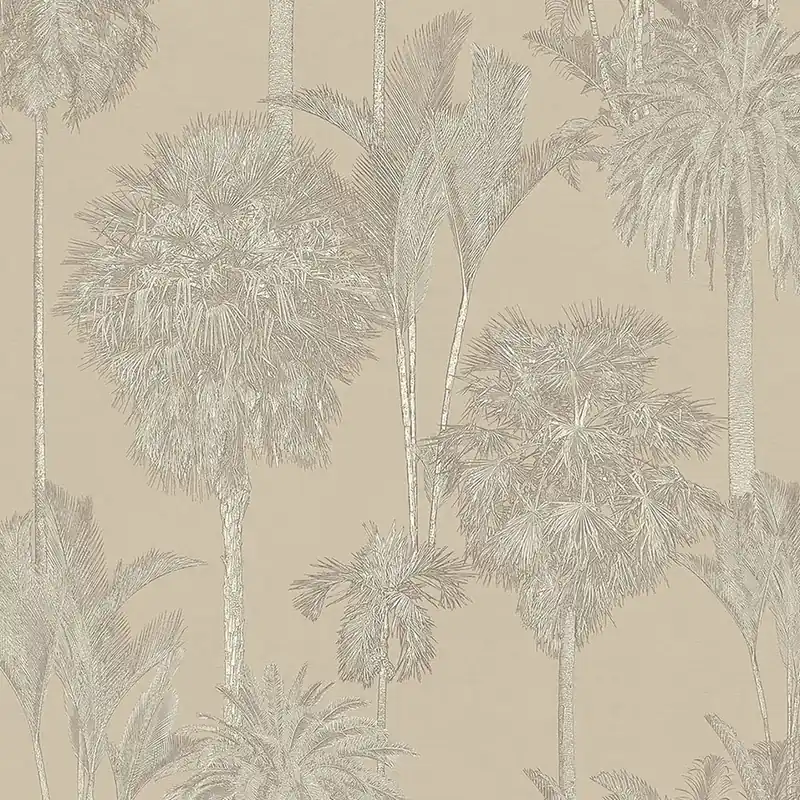Grau-beige Vliestapete für die Wand Oase, Palmen 317325, Oasis, Eijffinger Nur Heute