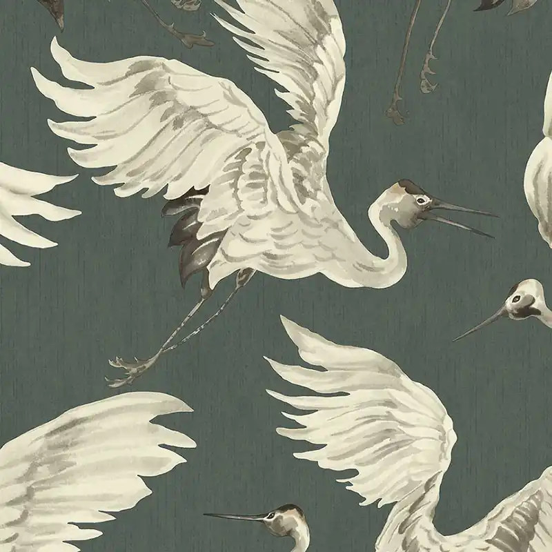 Markenware Grüne Vliestapete für die Wand, fliegende Vögel 317355, Oasis, Eijffinger