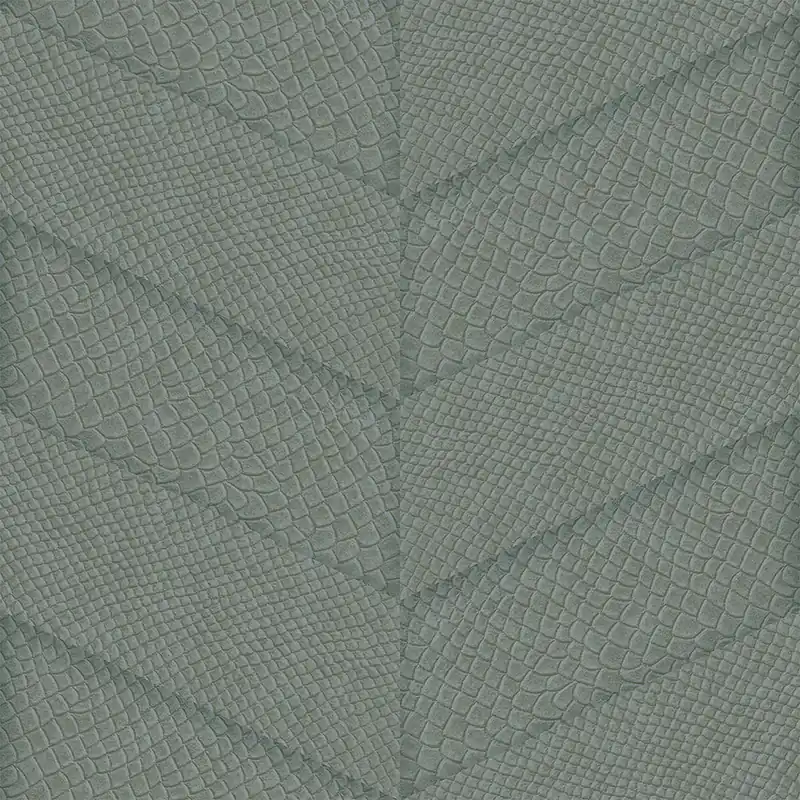 Markenware Graugrüne Vliestapete, Parkett-Ledermuster 347791, Luxury Skins, Origin