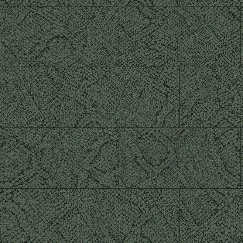 Dunkelgrüne Vliestapete für die Wand, Schlangenhautmuster 347789, Luxury Skins, Origin Aktuell