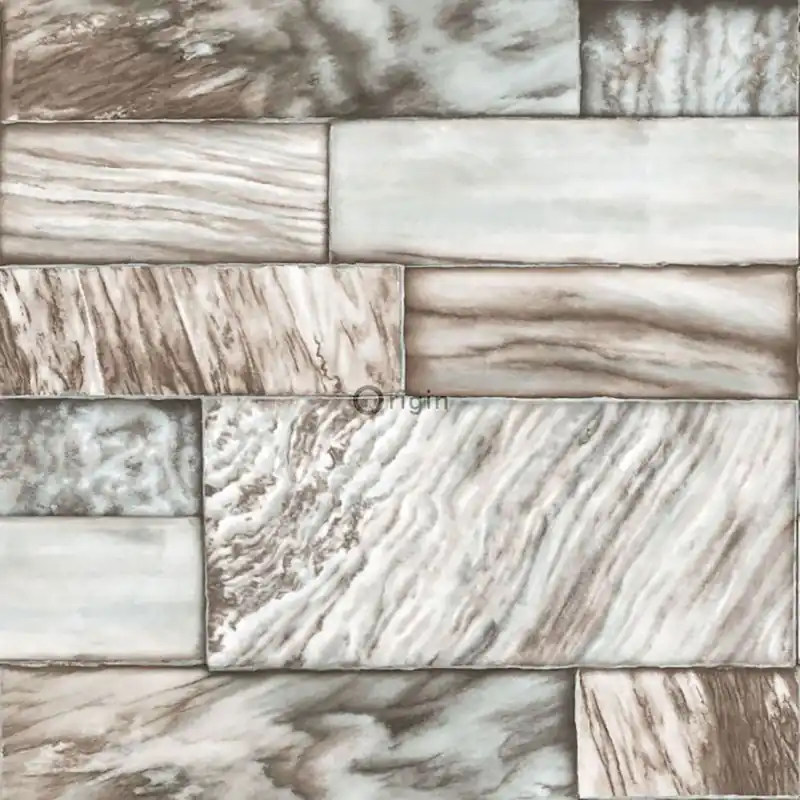 Sichere Zahlung Vliestapete, Imitation von grau-beigen Steinfliesen 337255, Matières - Stone, Origin