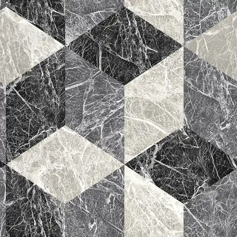 Sichere Zahlung Vliestapete, Imitation von grau-schwarzem Marmor 3D Fliese 347318, Matières - Stone, Origin