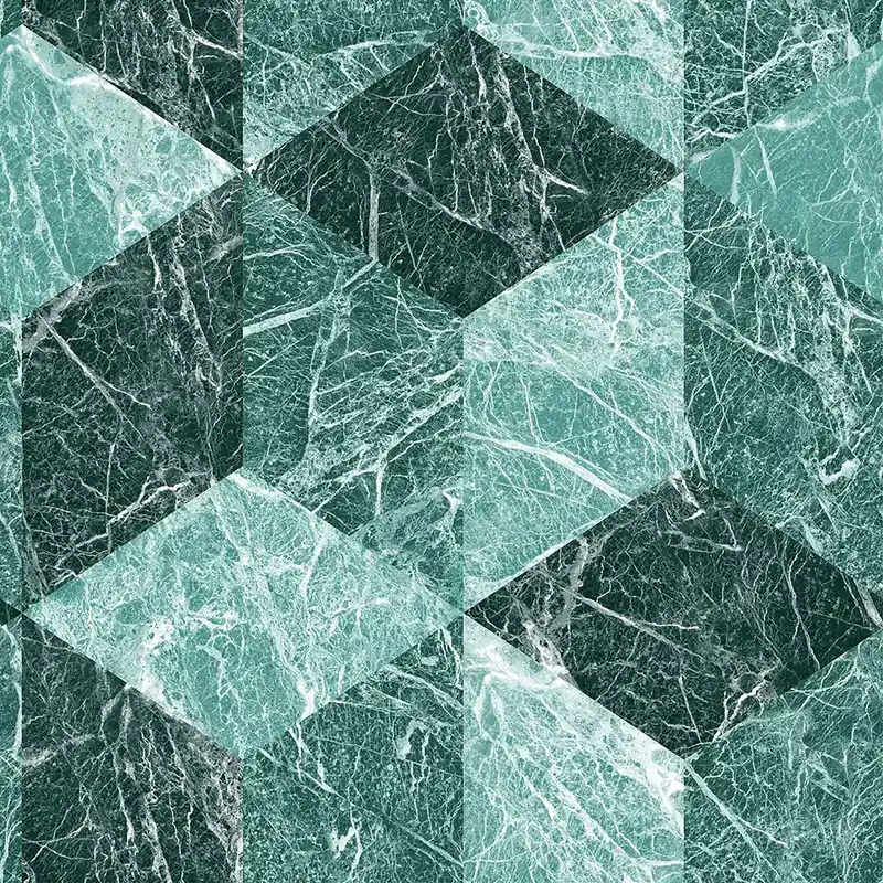 Vliestapete, Imitation von grünem Marmor 3D Fliese 347319, Matières - Stone, Origin Geprüft