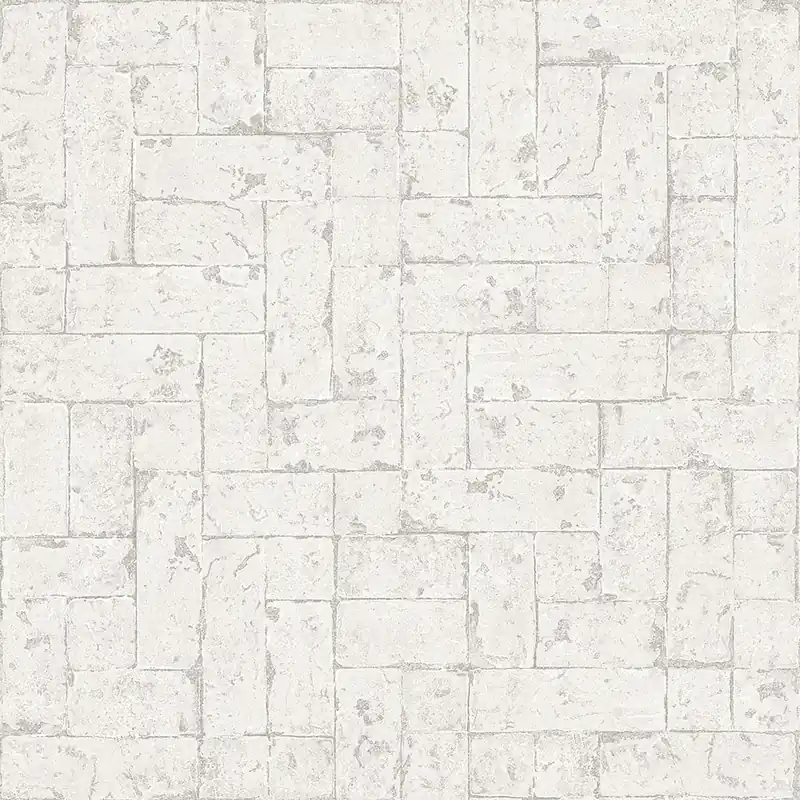 Saisonangebot Grau-weiße Vliestapete, Steinverkleidung imitiert 347567, Matières - Stone, Origin