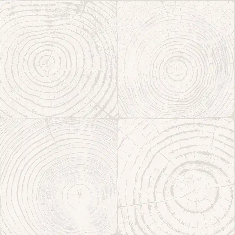 Neu Tapete in grau-weißer Holzoptik mit Jahresringen, 347546, Matières - Wood, Origin