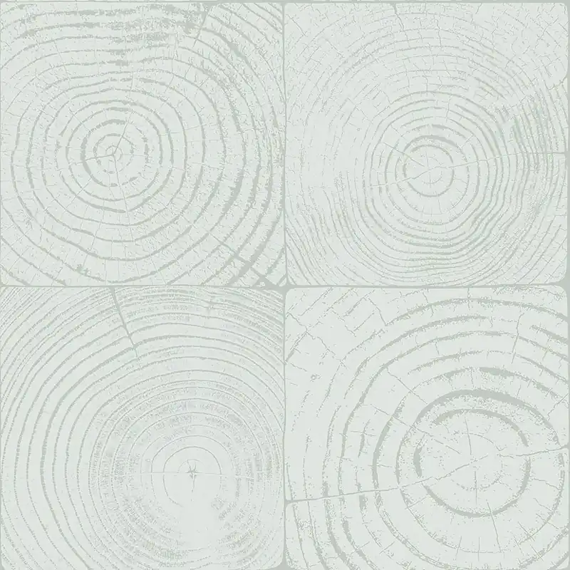 Sale Tapete in helltürkiser Holzoptik mit Jahresringen, 347545, Matières - Wood, Origin