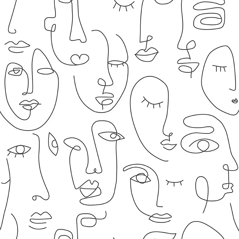 Sichere Zahlung Schwarze und weiße grafische Vliestapete Gesichter 139145, Black & White, Esta