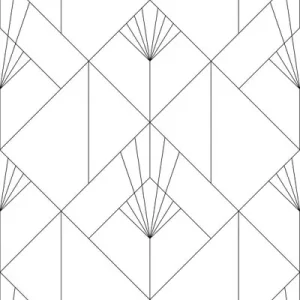 Abverkauf Vlies Fototapete, schwarz-weißes geometrisches Art-Deco-Muster 158934, 150x300cm, Black & White, Esta
