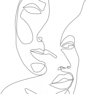 Top-Preis Vlies Fototapete, Umrisse von Gesichtern 158936, 200x300cm, Black & White, Esta