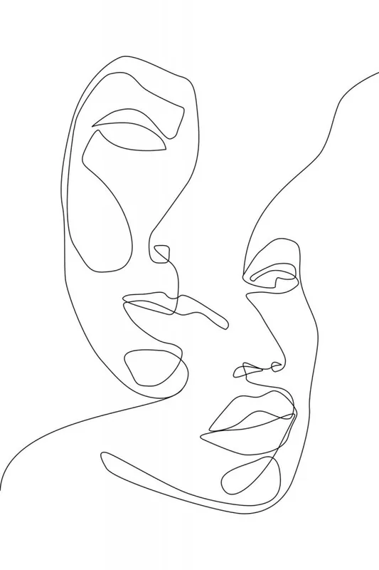 Top-Preis Vlies Fototapete, Umrisse von Gesichtern 158936, 200x300cm, Black & White, Esta