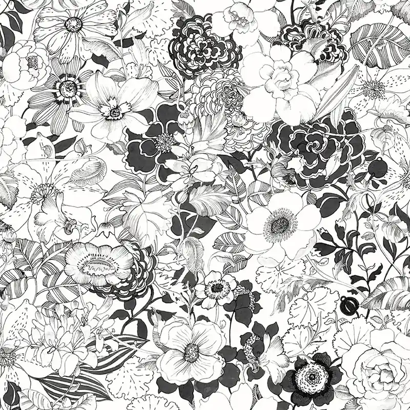 Schwarz-weiße Vliestapete für die Wand Blumen 138503, Black & White, Esta Expressversand