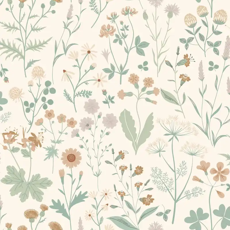 Cremefarbene Vliestapete, Wiesenblumen, 139481, Vintage Flowers, Esta Home Schnäppchen