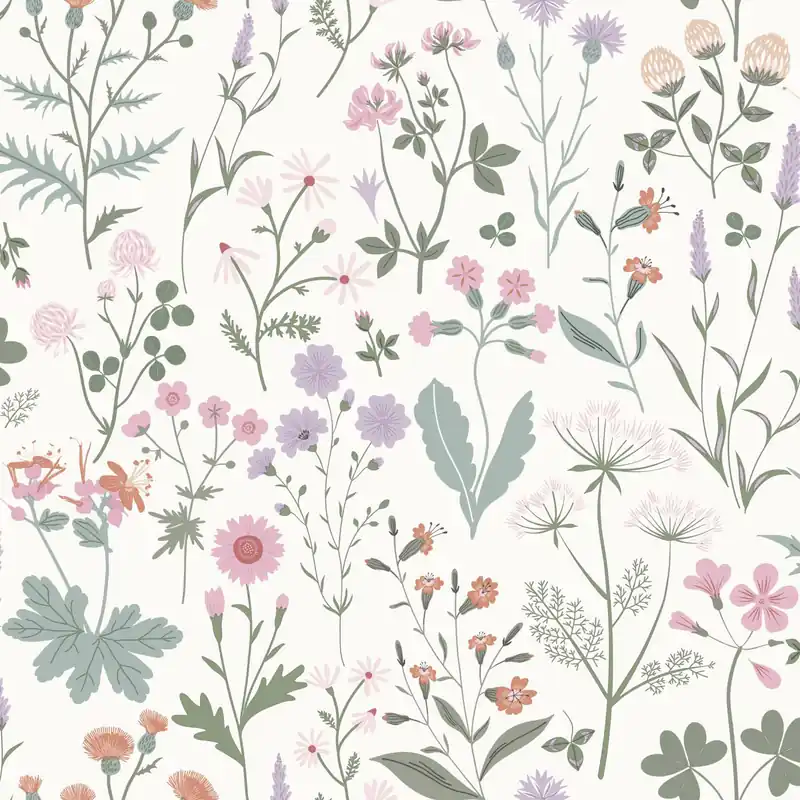 Sonderangebot Weiße Vliestapete, Wiesenblumen, 139482, Vintage Flowers, Esta Home