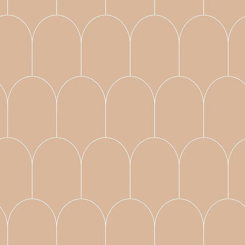 Bestseller Beige Vliestapete, geometrisches Bogenmuster 139203, Art Deco, Esta