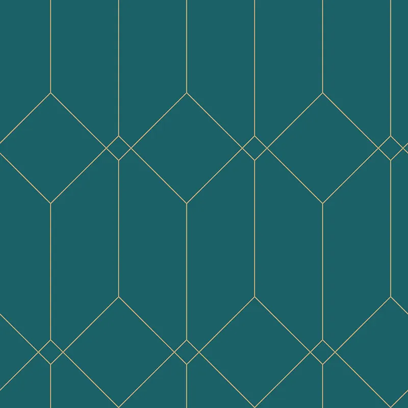 Bestpreis Türkisfarbene geometrische Vliestapete, goldene Linien 139224, Art Deco, Esta