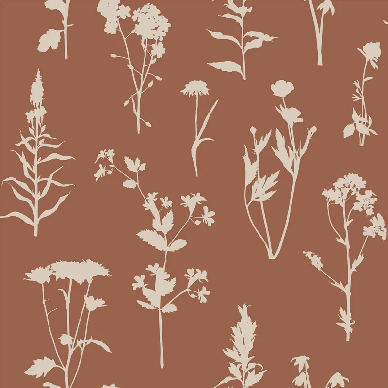 Kracherpreis Terrakotta/braune Vliestapete, Blumen, Blätter, 139396, Vintage Flowers, Esta Home