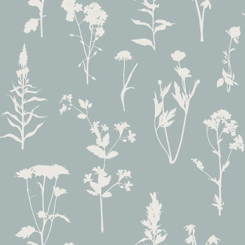 Blaue Vliestapete, Blumen, Blätter, 139394, Vintage Flowers, Esta Home Preis Gesenkt