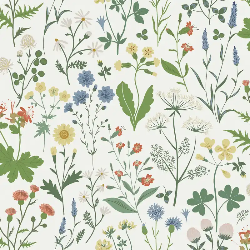 Top-Angebot Weiße Vliestapete, Wiesenblumen, 139390, Vintage Flowers, Esta Home