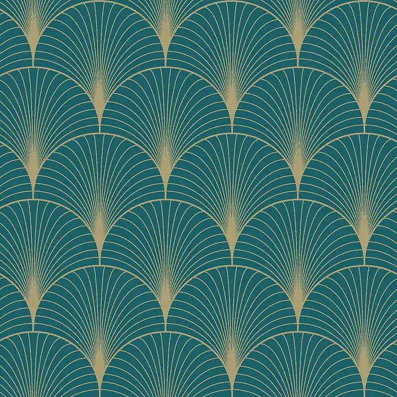 Billig Dunkeltürkis geometrische Vliestapete 139230, Art Deco, Esta