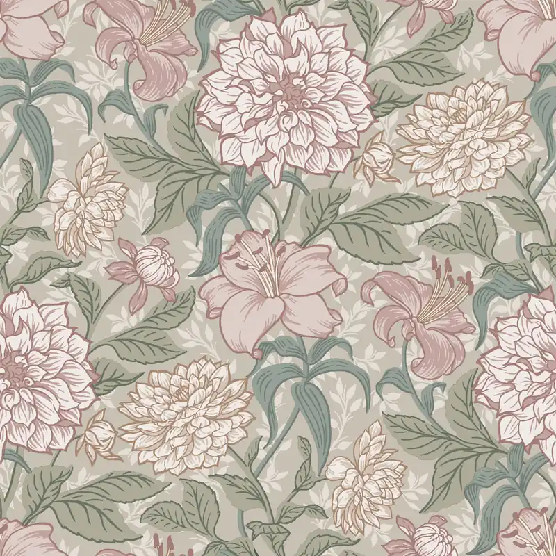 Graue florale Vliestapete, 139377, Vintage Flowers, Esta Home Echt