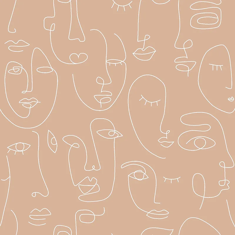 Jetzt Kaufen Beige grafische Vliestapete Gesichter 139214, Art Deco, Esta