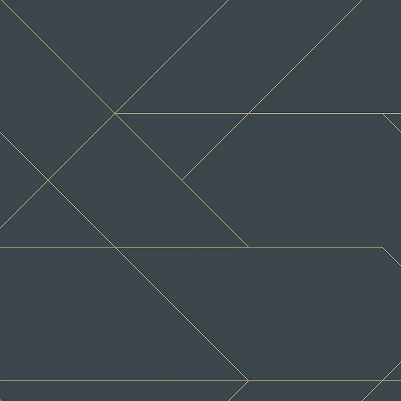 Dunkelblaue Vliestapete mit goldenen Linien 139213, Art Deco, Esta Nur Heute
