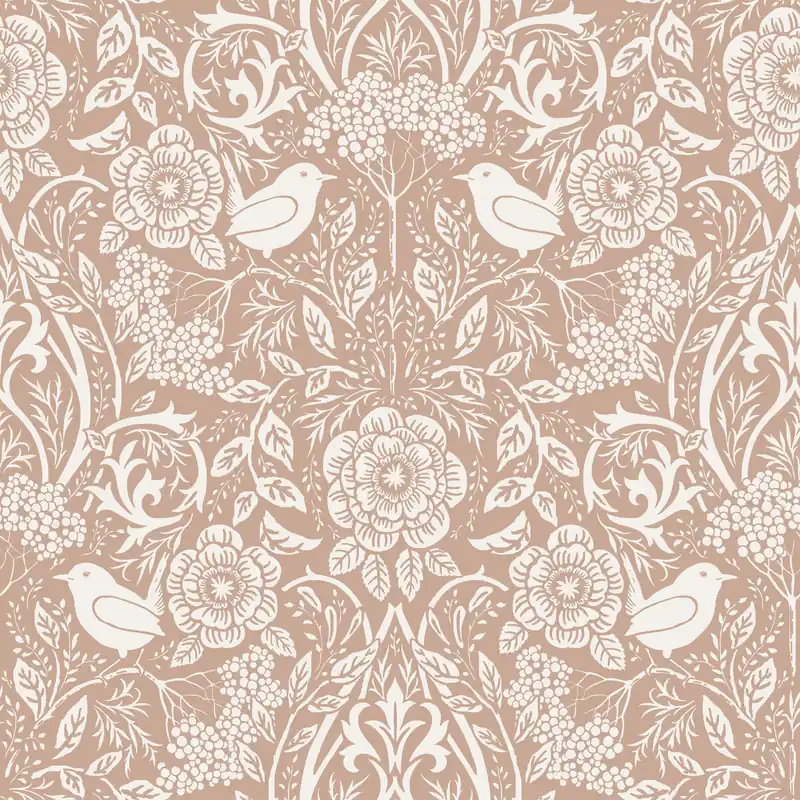 Braune Vliestapete mit Pflanzen und Vögeln, 139324, Vintage Flowers, Esta Home Garantierte Lieferung