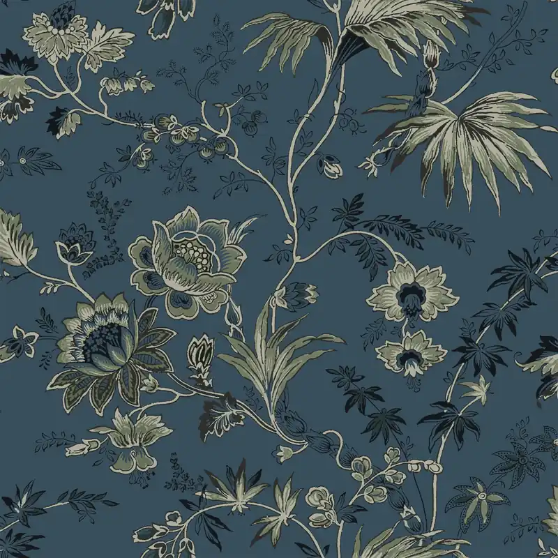 Blaugrüne florale Vliestapete, 139315, Vintage Flowers, Esta Home Nur Für Kurze Zeit