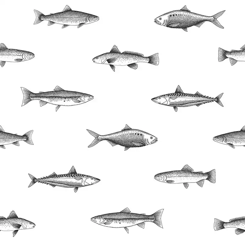 Jetzt Bestellen Weiße Vliestapete mit schwarzen Fischen 138967, Black & White, Esta